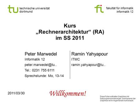 Kurs „Rechnerarchitektur“ (RA) im SS 2011