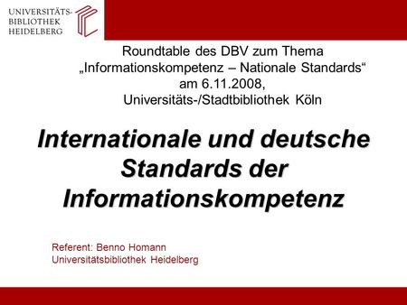 Internationale und deutsche Standards der Informationskompetenz