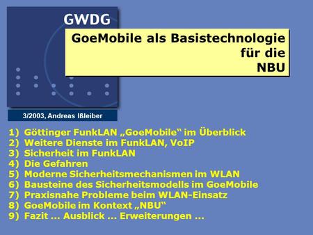 GoeMobile als Basistechnologie für die NBU