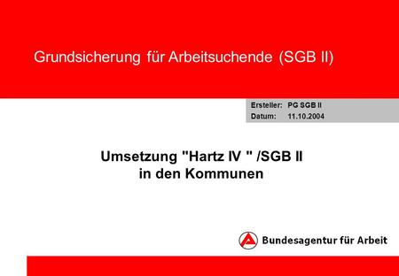 Umsetzung Hartz IV  /SGB II