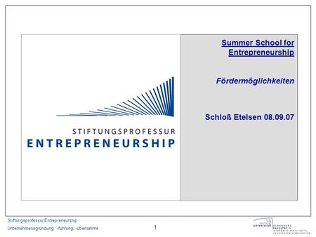 Summer School for Entrepreneurship