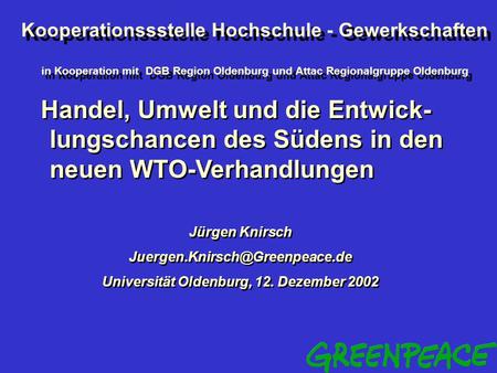 Universität Oldenburg, 12. Dezember 2002