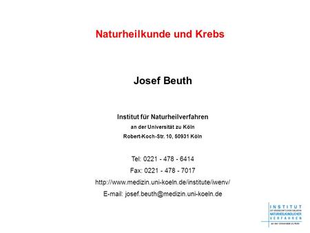 Naturheilkunde und Krebs Josef Beuth