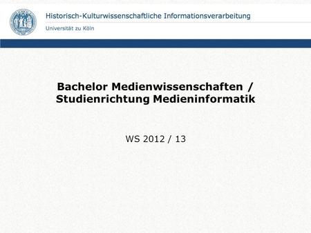 Bachelor Medienwissenschaften / Studienrichtung Medieninformatik