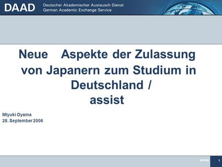 Neue Aspekte der Zulassung von Japanern zum Studium in Deutschland /