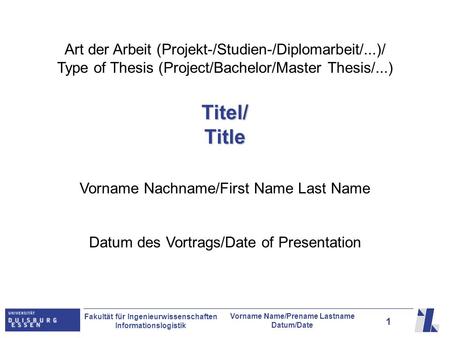 Art der Arbeit (Projekt-/Studien-/Diplomarbeit/