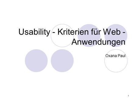 Usability - Kriterien für Web -Anwendungen