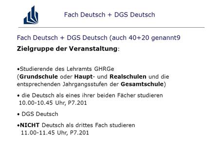 Fach Deutsch + DGS Deutsch