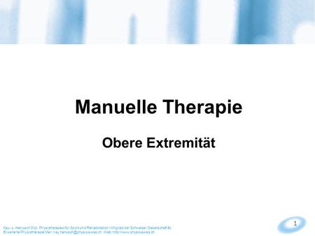 Manuelle Therapie Obere Extremität