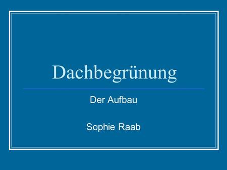 Dachbegrünung Der Aufbau Sophie Raab.