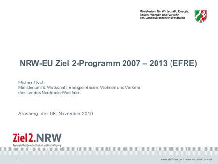 NRW-EU Ziel 2-Programm 2007 – 2013 (EFRE)