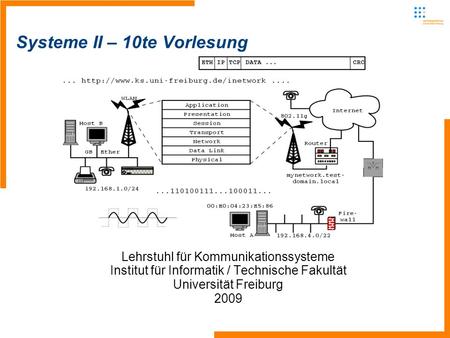 Lehrstuhl für Kommunikationssysteme - Systeme II1 Systeme II – 10te Vorlesung Lehrstuhl für Kommunikationssysteme Institut für Informatik / Technische.