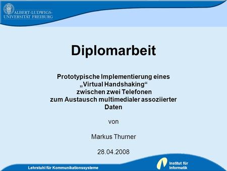 Diplomarbeit Prototypische Implementierung eines „Virtual Handshaking“