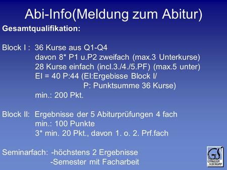 Abi-Info(Meldung zum Abitur)