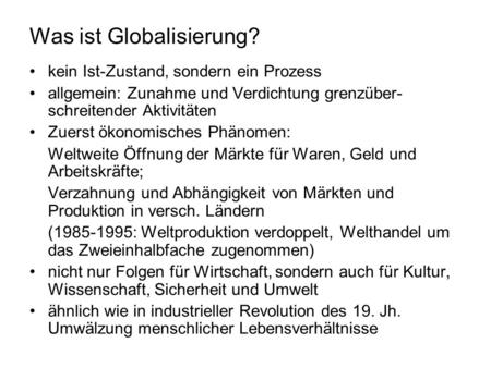 Was ist Globalisierung?