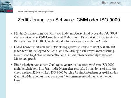 Zertifizierung von Software: CMM oder ISO 9000