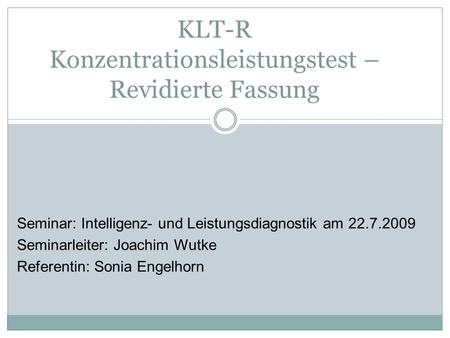 KLT-R Konzentrationsleistungstest – Revidierte Fassung