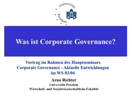 Was ist Corporate Governance?