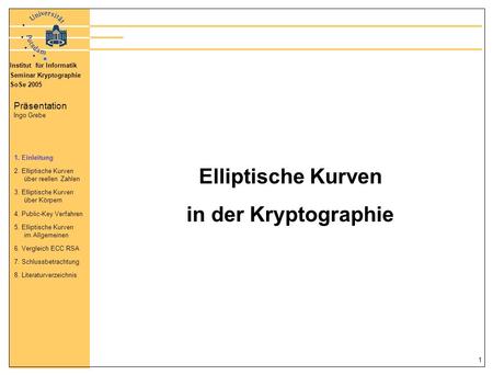 Elliptische Kurven in der Kryptographie