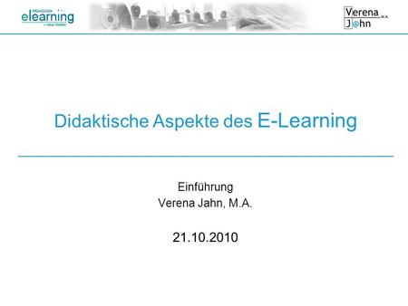 Didaktische Aspekte des E-Learning