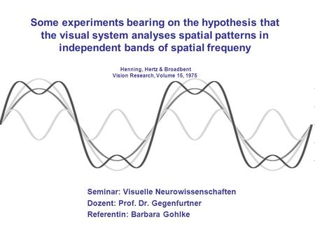 Some experiments bearing on the hypothesis that the visual system analyses spatial patterns in independent bands of spatial frequeny Henning, Hertz &