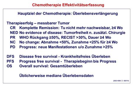 Chemotherapie Effektivitätserfassung