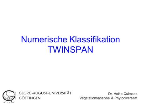 Numerische Klassifikation TWINSPAN