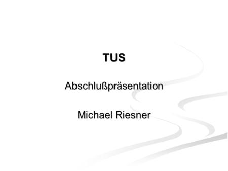 TUS Abschlußpräsentation Michael Riesner. Ablauf des Projektes Gute Zeiteinteilung über die gesamte Dauer Gute Zeiteinteilung über die gesamte Dauer Modeller.