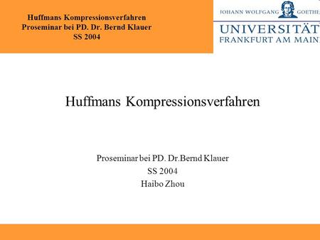 Huffmans Kompressionsverfahren
