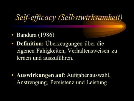 Self-efficacy (Selbstwirksamkeit)
