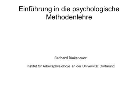 Einführung in die psychologische Methodenlehre