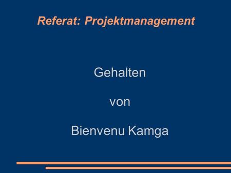Referat: Projektmanagement