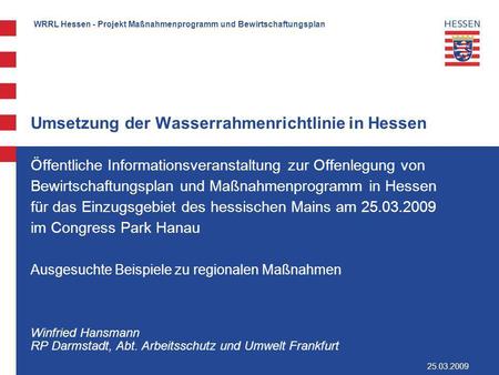 Umsetzung der Wasserrahmenrichtlinie in Hessen