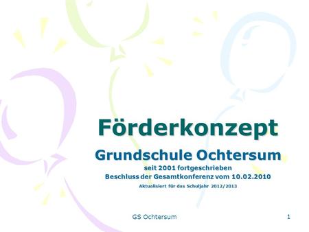 Förderkonzept Grundschule Ochtersum seit 2001 fortgeschrieben