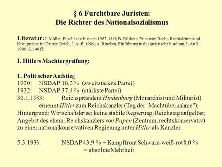 § 6 Furchtbare Juristen: Die Richter des Nationalsozialismus