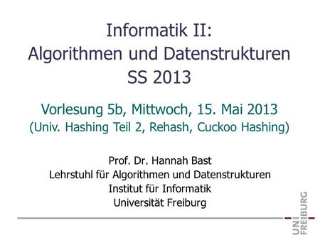 Informatik II: Algorithmen und Datenstrukturen SS 2013