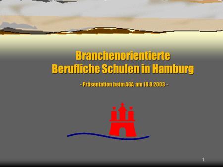 Branchenorientierte  Berufliche Schulen in Hamburg - Gliederung der Sachstandsdarstellung -