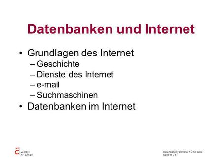 Datenbanken und Internet