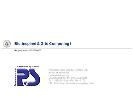 Bio-inspired & Grid Computing I