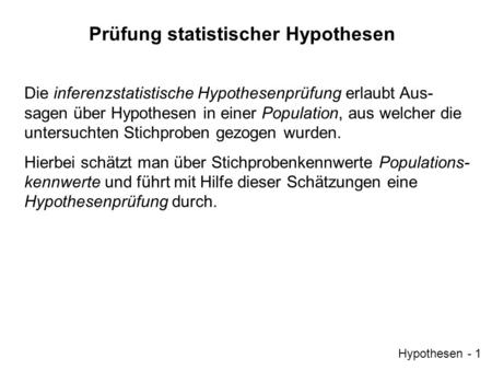 Prüfung statistischer Hypothesen