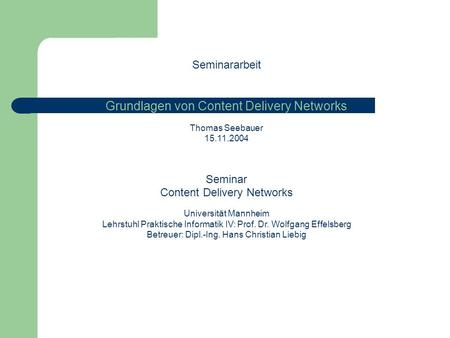Grundlagen von Content Delivery Networks