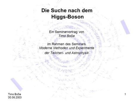Die Suche nach dem Higgs-Boson