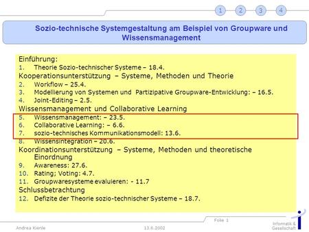 Einführung: Theorie Sozio-technischer Systeme – 18.4.