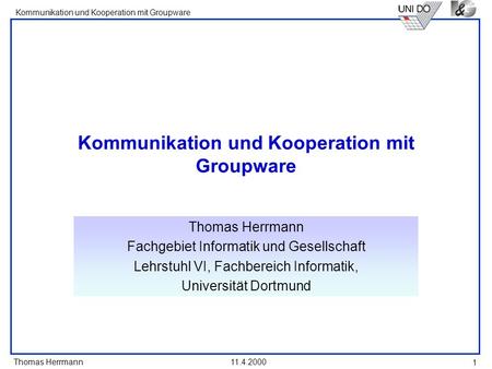 Kommunikation und Kooperation mit Groupware