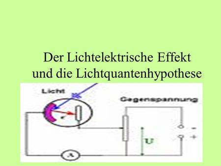 Der Lichtelektrische Effekt und die Lichtquantenhypothese