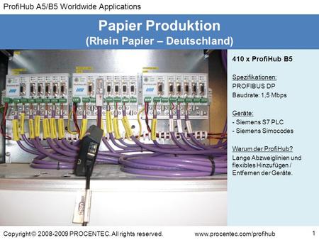 ProfiHub A5/B5 Worldwide Applications Copyright © 2008-2009 PROCENTEC. All rights reserved.www.procentec.com/profihub (Rhein Papier – Deutschland) Papier.