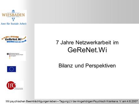 7 Jahre Netzwerkarbeit im GeReNet.Wi Bilanz und Perspektiven