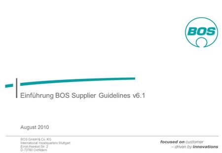 Einführung BOS Supplier Guidelines v6.1