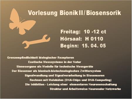PowerPoint-Folien zur 1. Vorlesung „Bionik II / Biosensorik“