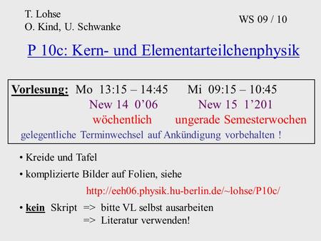 P 10c: Kern- und Elementarteilchenphysik